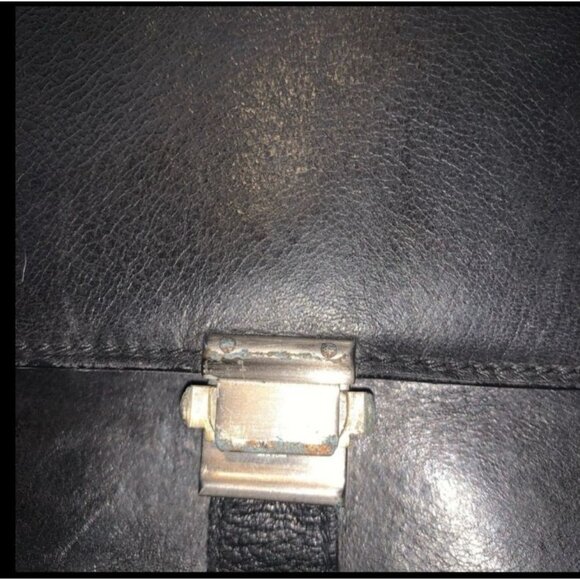 Mark Cross Black Leather Messenger Bag With Silver Hardware - Picture 8 of 12